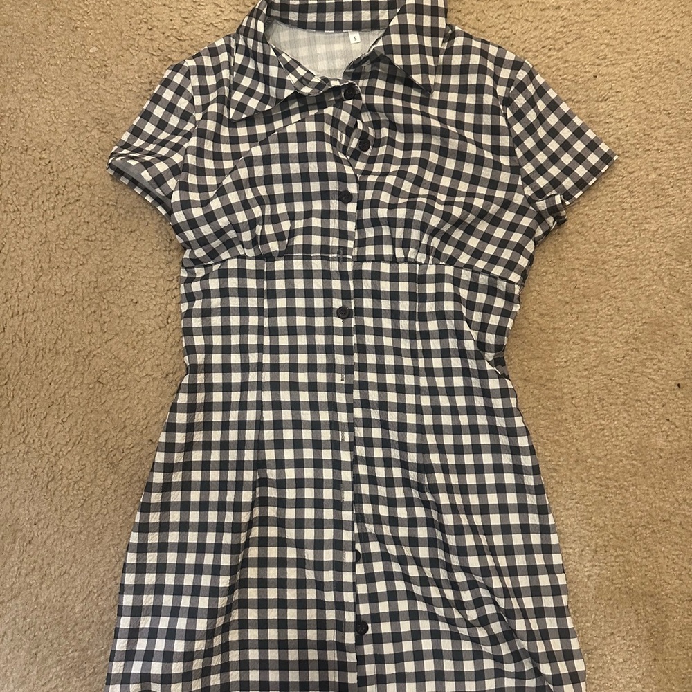Classic Black and White Checkered Dress